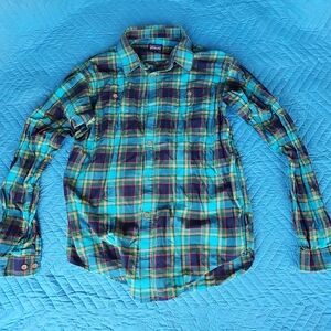 Men's Plaid Shirt - Blue and Green
